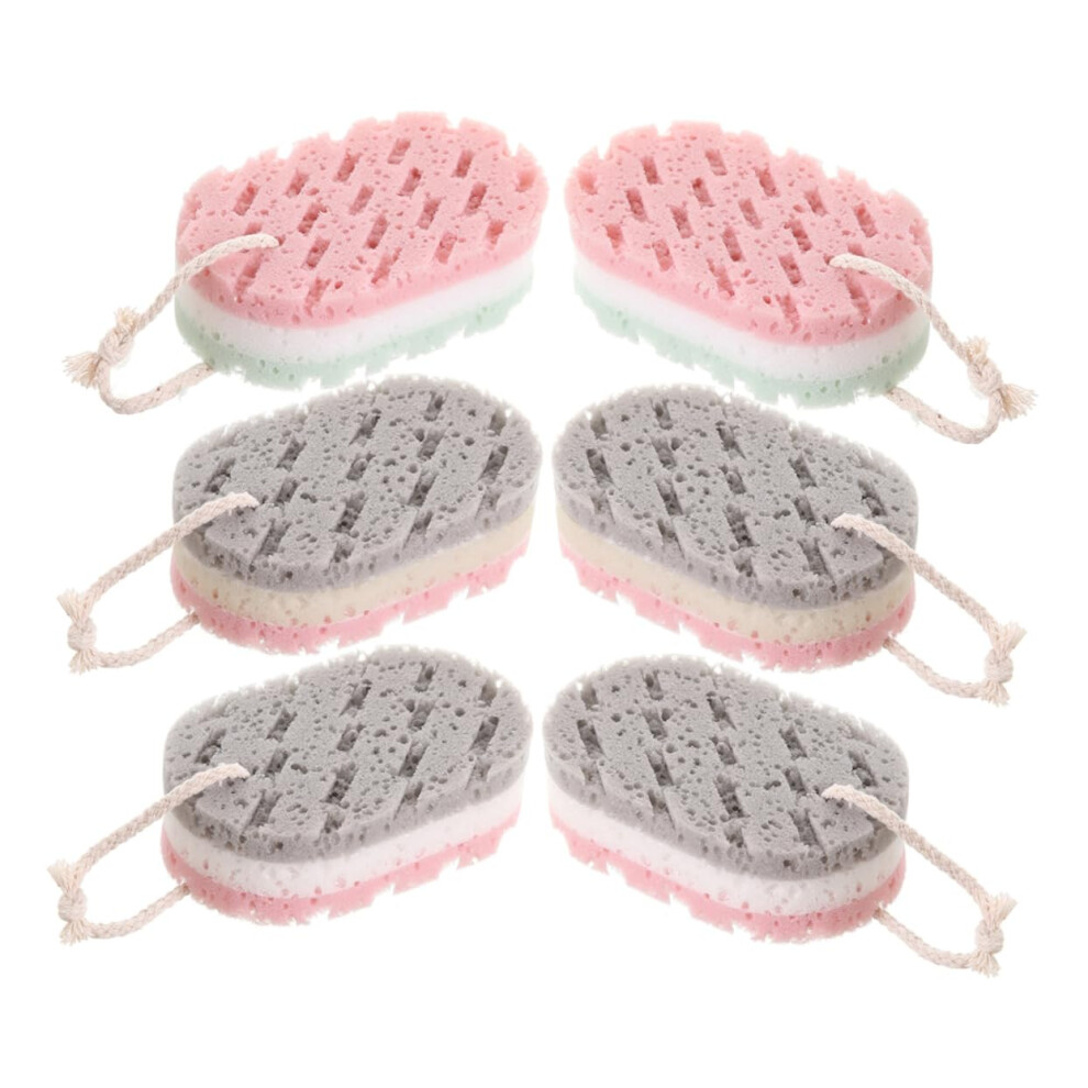 Bath Sponge Set for Gentle Skin Exfoliation, Rich Lather Shower Scrubber for Women and Men, 6pcs