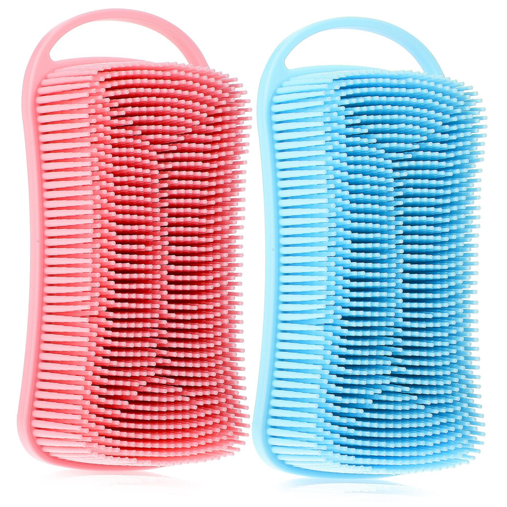 2pcs Silicone Body Scrubber for Shower, Gentle Exfoliating Bath Brush for Sensitive Skin Cleaning