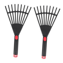 2Pcs Heavy Duty Plastic Garden Rake Set for Lawn and Leaf Cleanup with Ergonomic Wear Resistant Grip