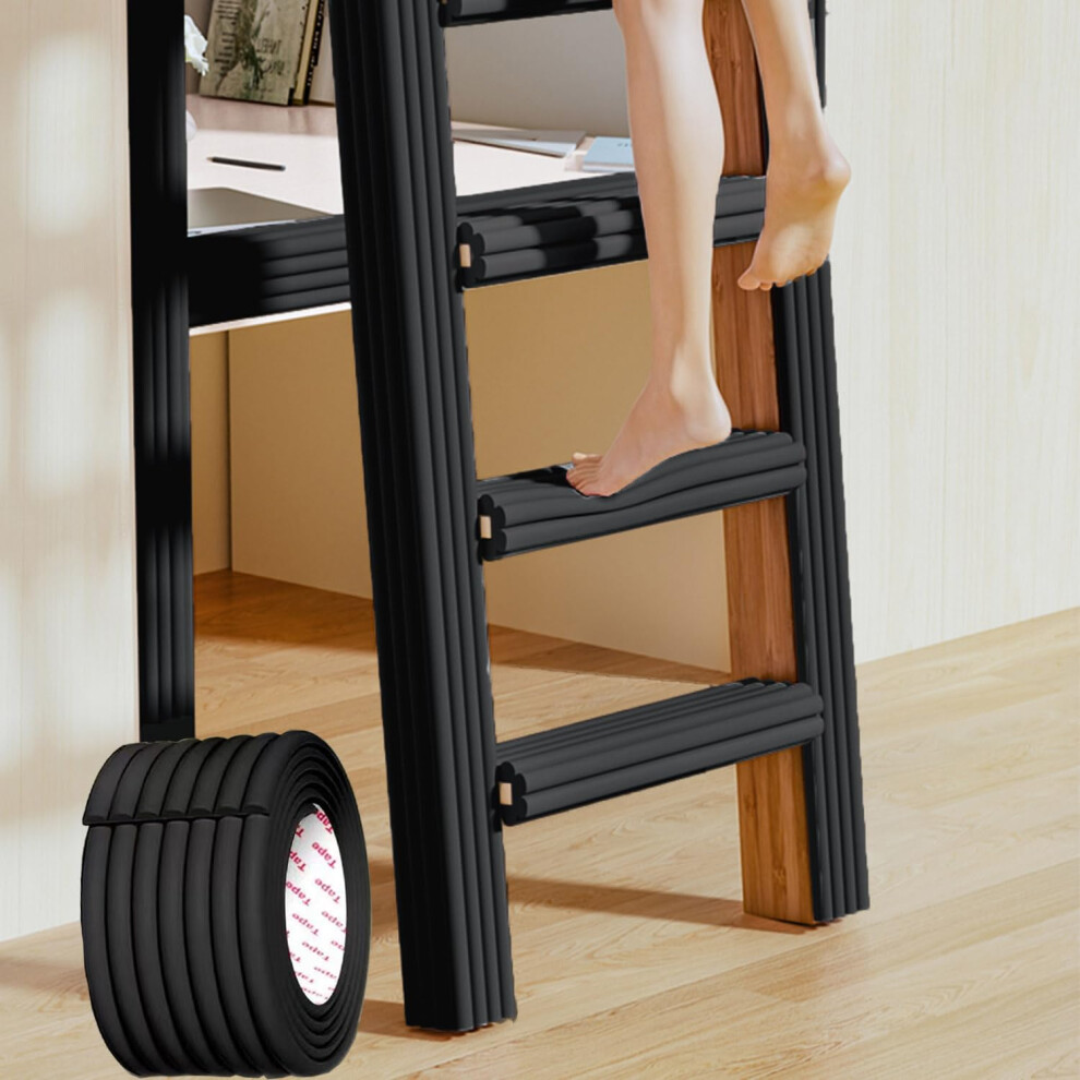 Bunk Bed Ladder Pads With Adhesive Grip, Foam Corner Protectors For Kids Safety, 6.5Ft Black