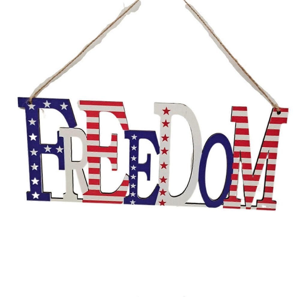 (As Show, 6) Wood Independence Day Pendant Wooden Letters Gnome Plaque Ornament 3242242620203