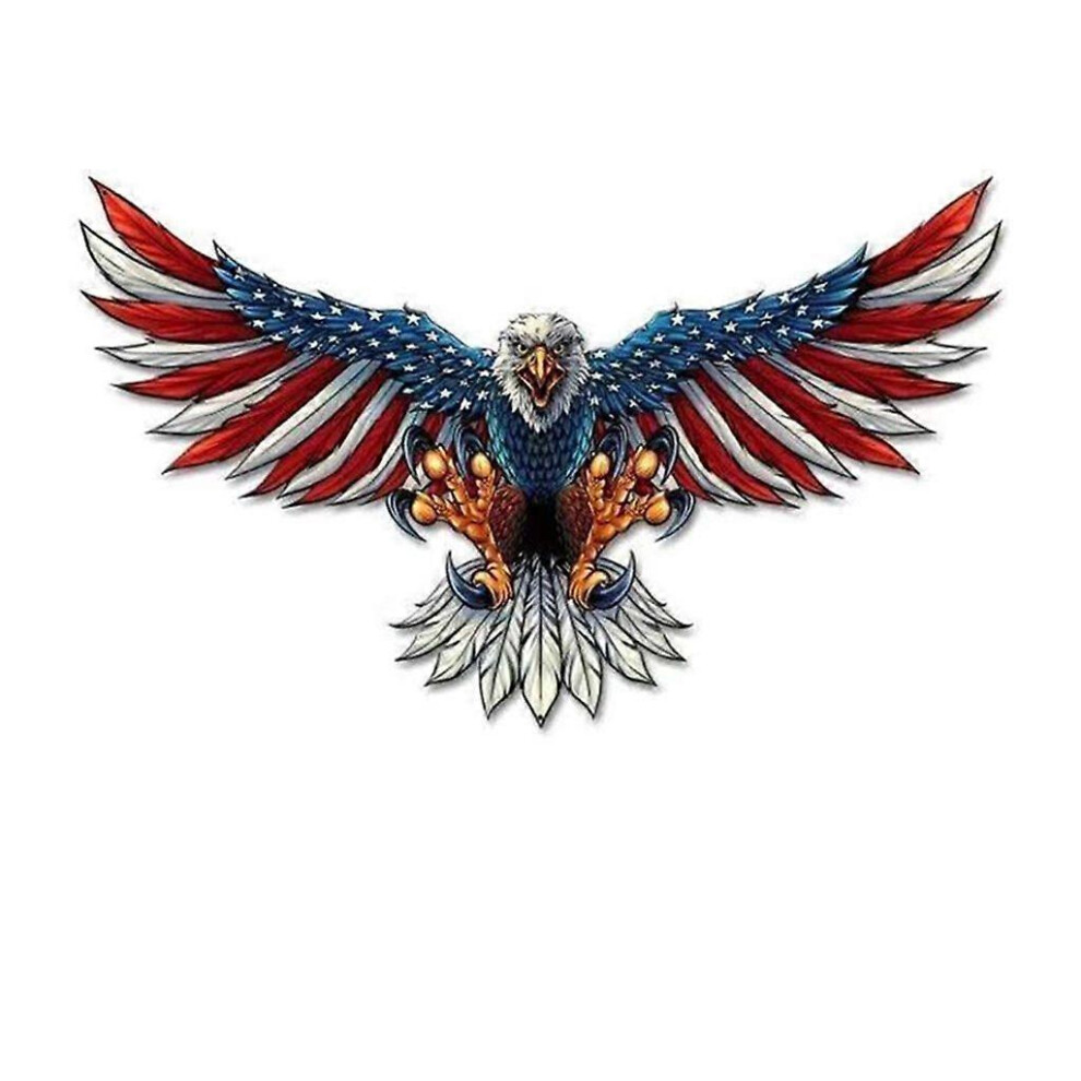 (As Show, One Size) American Usa Flag Eagle Back Window Graphic Decal 3242242619399
