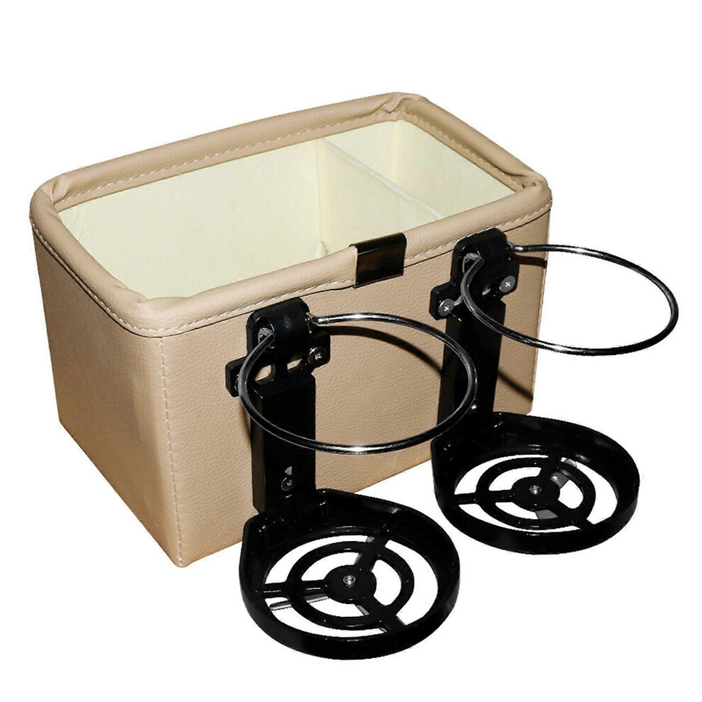 (As Show, One Size) Black Beige Cup Holder Console Organizer Box Armrest Storage Box Cup Holders 5213747873829