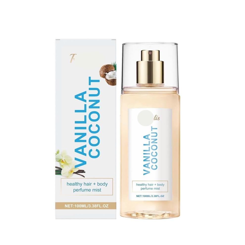 Light Vanilla Coconut Body Mist Longlasting Tropical Scent Body Fragrance Spray, Travel Size 1Pcs