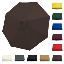 Patio Umbrella Replacement Canopy 9FT Waterproof UV Resistant Outdoor Market Cover 6 Ribs Coffee