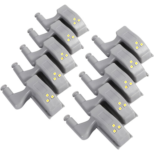 10Pcs Warm White LED Cabinet Hinge Light Automatic Door Lighting for Kitchen Closet Wardrobe 2