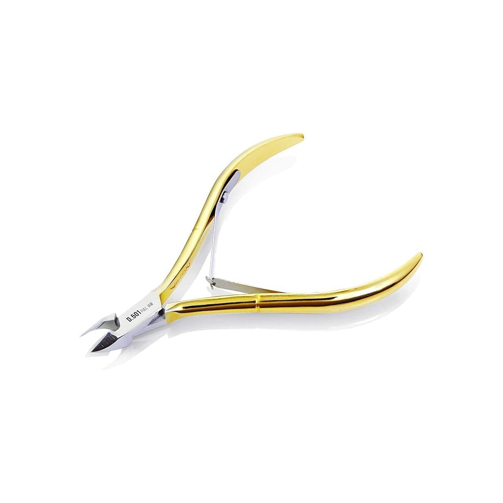 Gold Professional Cuticle Nippers Jaw 12 Stainless Steel Long Handle Sharp Precision Trimmer