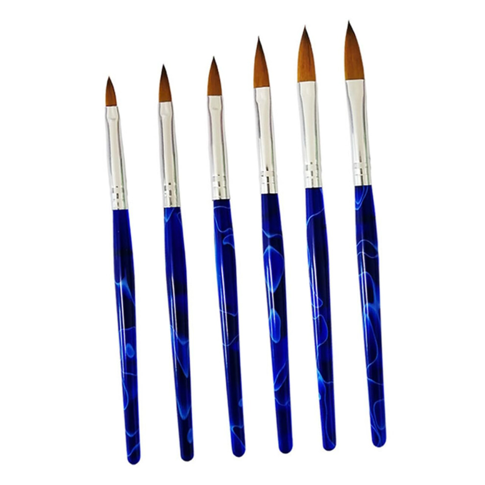 Nail Art Brushes Set 6pcs Professional Fine Tip Detailing with Durable Aluminum Handle for Manicure