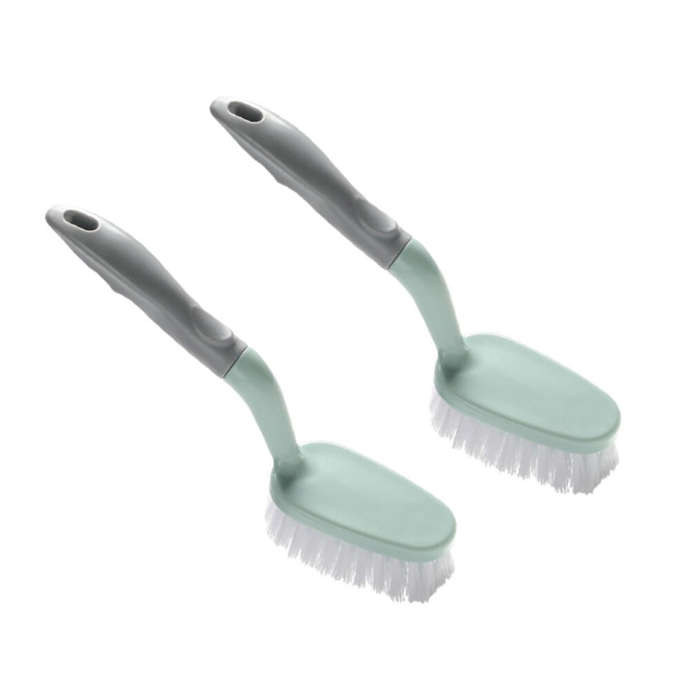 Green Bathroom Cleaning Brush Set With Hard Bristles, Ergonomic Bathtub Scrubber For Tile And Grout, 2Pcs