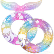 Mermaid Pool Float 30 Inch Inflatable Swimming Ring for Adults with Mermaid Tail Design