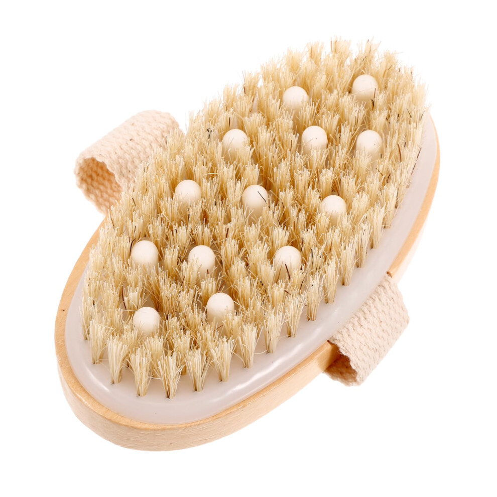 Bamboo Back Scrubber with Ergonomic Long Handle, DualSided Exfoliating Bath Brush for Shower
