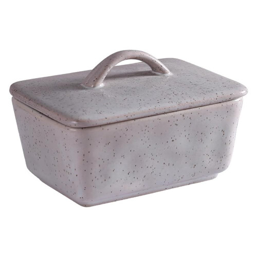 Vintage Ceramic Butter Dish with Lid, Medieval Square Keeper Box, MoistureProof Storage Container