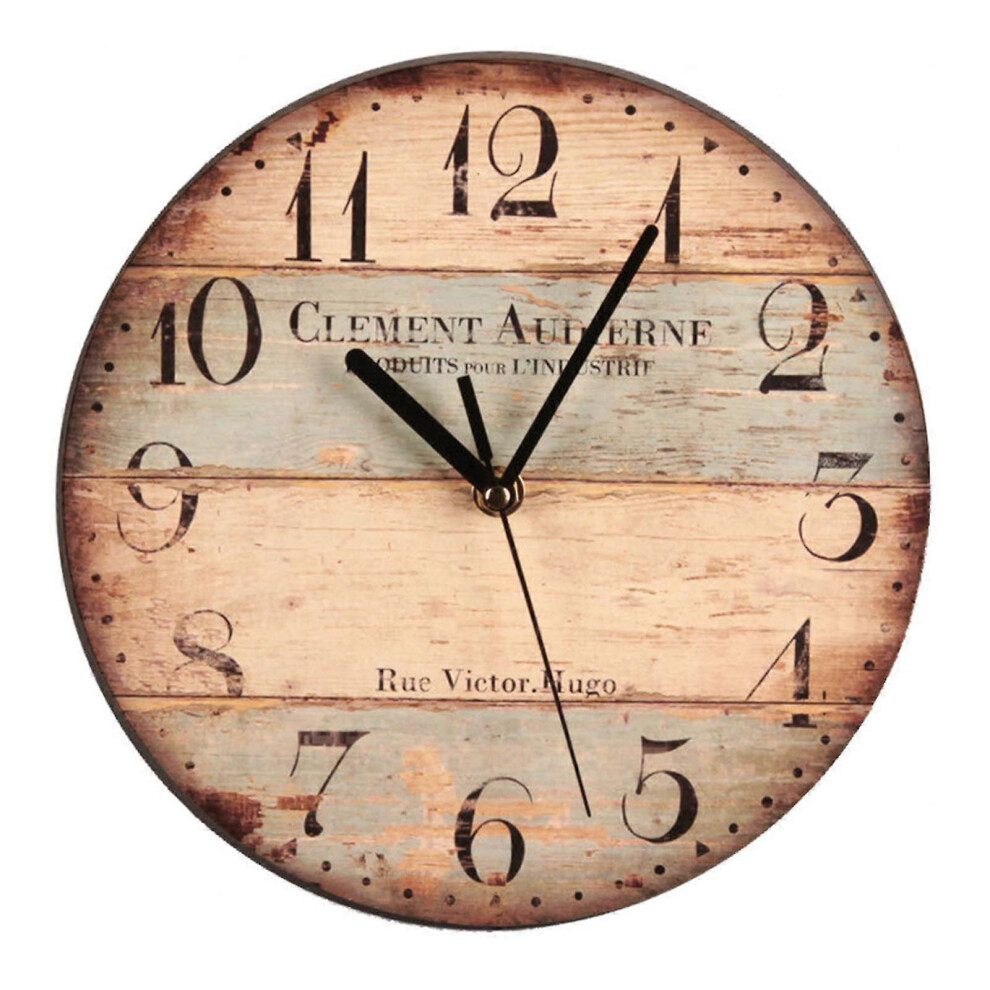 (As Show, 6) 9 Inch Silent Non-Ticking Wooden Wall Clocks Battery Operated For Hotel 3364096703076