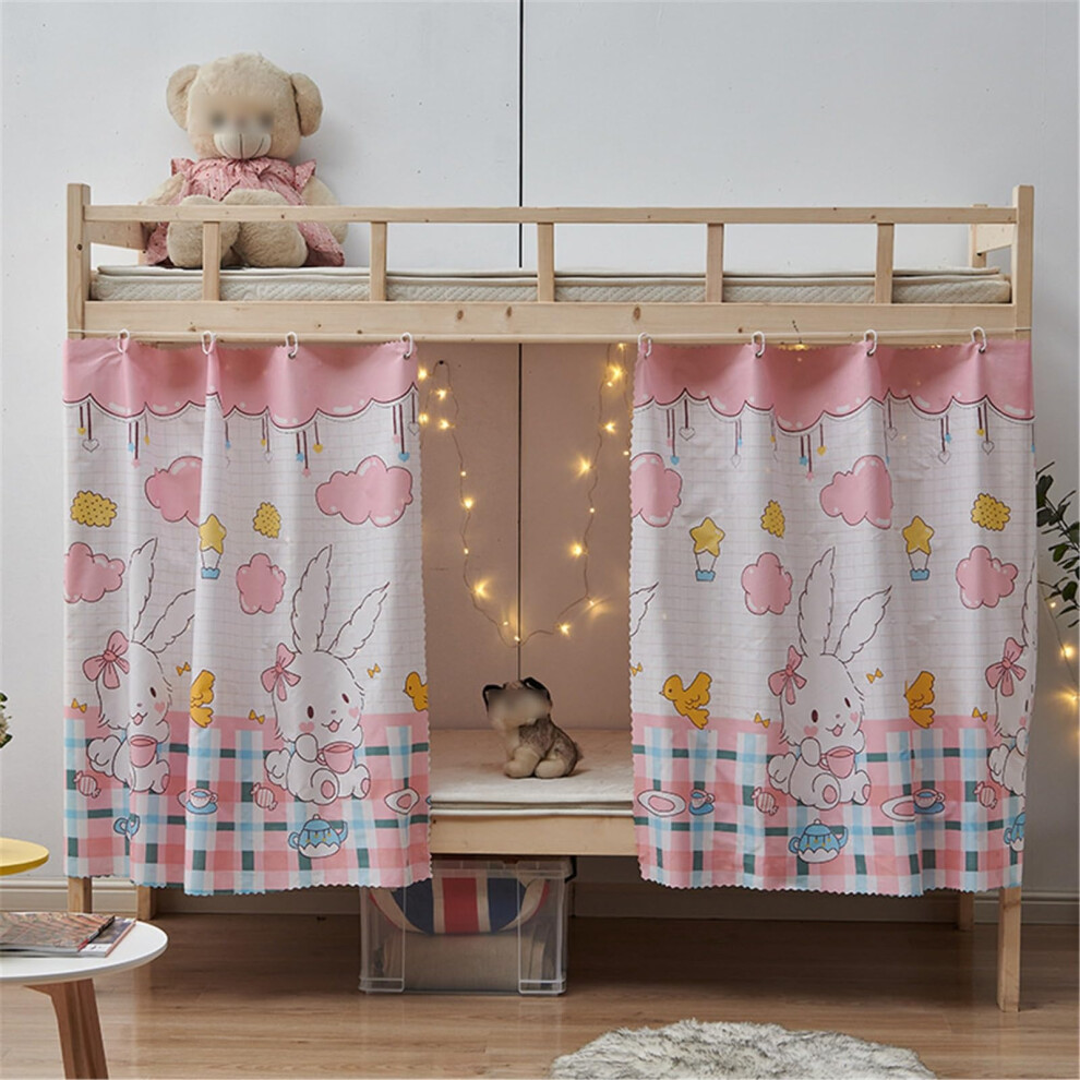 Bunk Bed Privacy Curtain Set Blocking Breathable For Bottom Loft Bed Dorm, 3Pcs Rabbit C Light