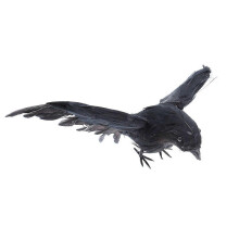 1 Stück Künstliche Vögel Geflügelter Schwarzer Rabe Halloween-Requisiten Partybar-Dekoration (Schwarz)
