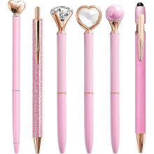 6er-Pack niedliche pinke Stifte für Frauen – 1,0mm schwarze Tinte mit mittlerer Spitze, stilvolle