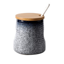 Porcelain Sugar Bowl with Lid and Spoon, 340ml Sugar Container for Kitchen Counter Coffee Tea