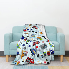 Kids Fleece Blanket with Cartoon Truck, Soft Flannel Cozy Lightweight Travel Blanket for Toddlers 50'x40'