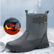 (Grey (Fur Lined) # 861, EU 44 / Women UK 11 / Men UK 10) New Safety Trainers Fur Lined Steel Toe Cap Work Shoes Mens Womens Winter Boots