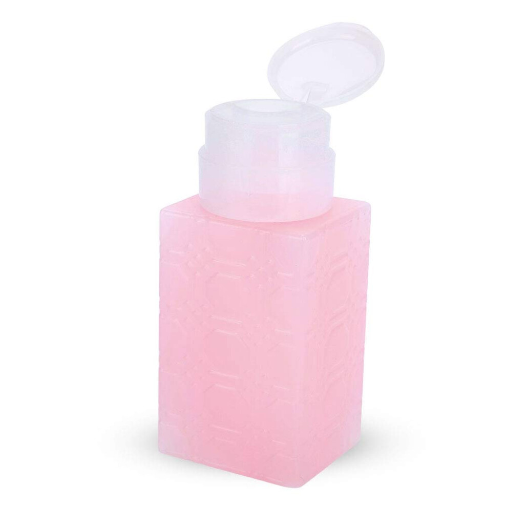 Pink Square Nail Polish Remover Pump Bottle With Leakproof Push Dispenser For Makeup Remover