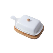 Porcelain Butter Dish with Lid and Handle Elegant Ceramic Keeper for Kitchen Storage Cheese Tray