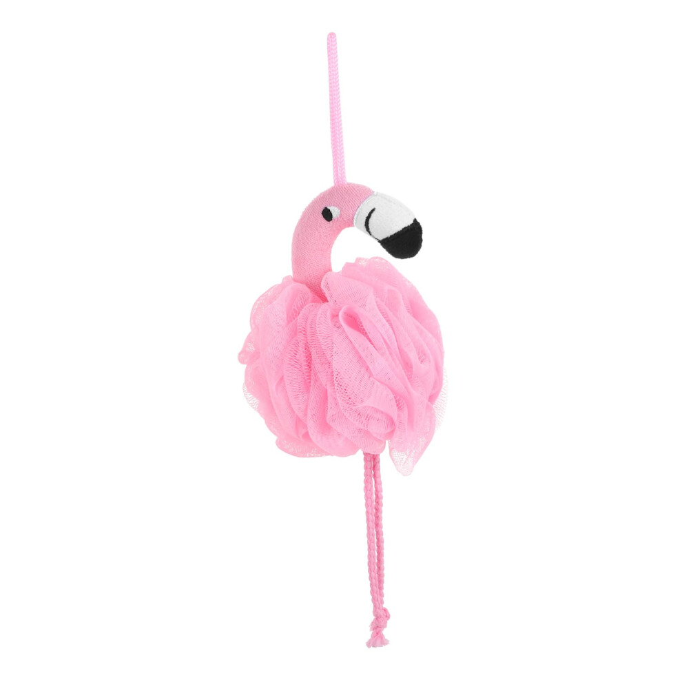 Flamingo Bath Sponge Mesh Shower Pouf with Rich Lather Gentle Exfoliation Cute TravelFriendly Design