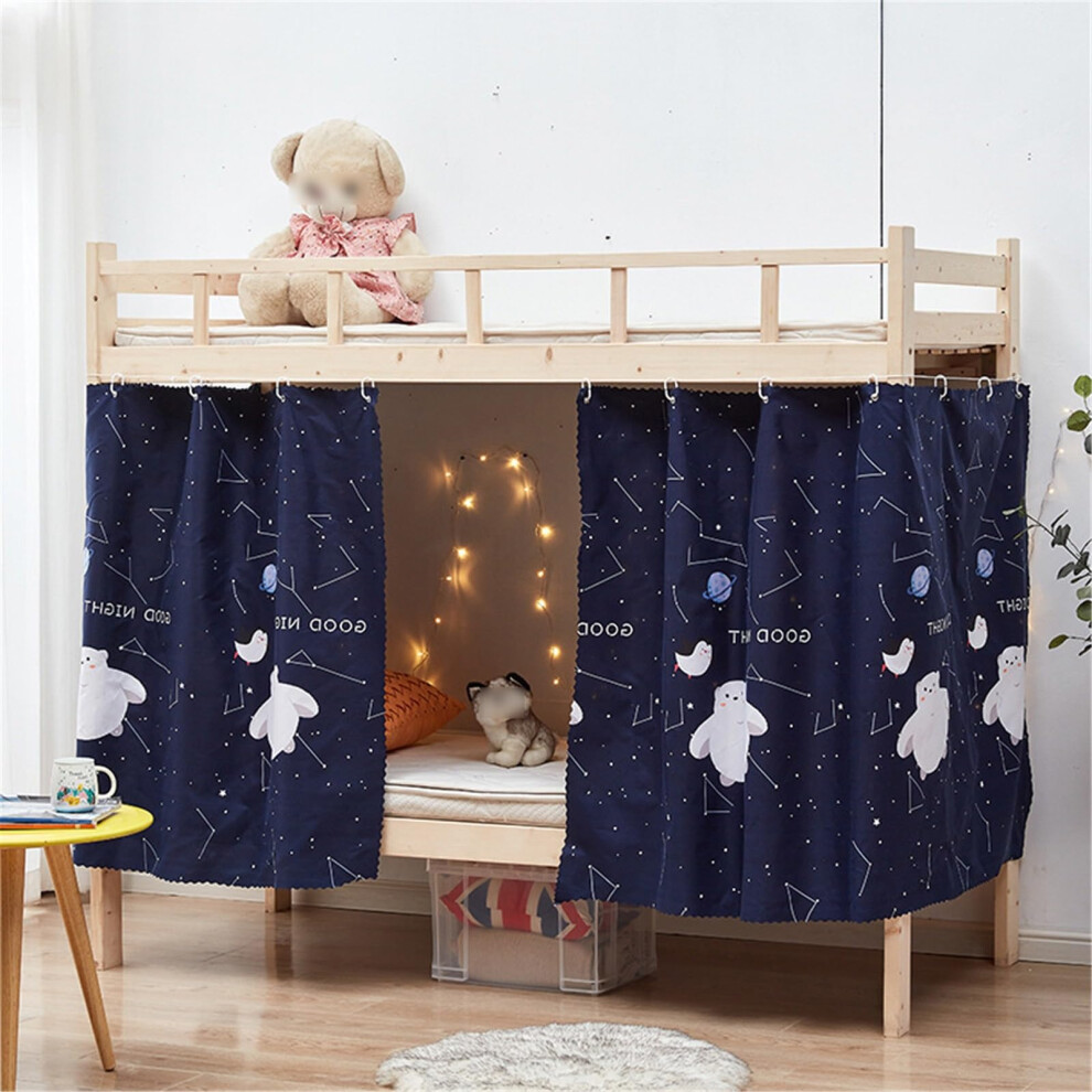 Bunk Bed Blackout Privacy Curtains Set For Bottom Loft Bed, Breathable Blocking, Bear Pattern Light