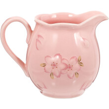 Pink Ceramic Milk Jug with Handle, ChipResistant Creamer Pitcher for Coffee and Sauce