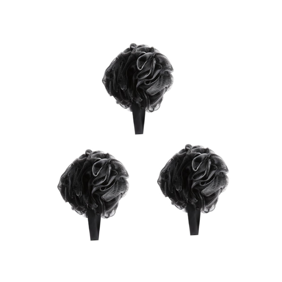 Black 3Pcs Charcoal Bath Sponge Set For Rich Lather And Gentle Exfoliation With Hanging Loop