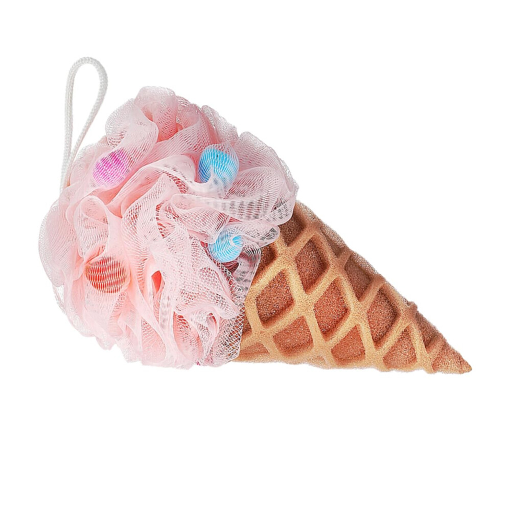 Cream Bath Loofah Shower Sponge With Cute Ice Design For Kids And Adults, Soft Exfoliating Scrubber