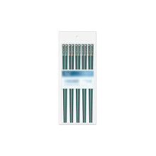 Alloy Chopsticks Set of 5 Pairs with NonSlip Frosted Grip, Reusable Dishwasher Safe for Home and Restaurant (Green)