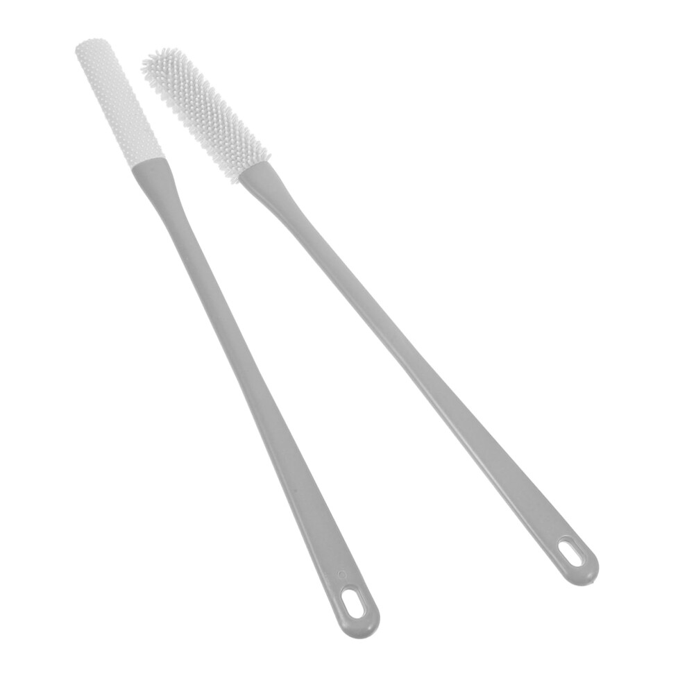 Long Handle Foot Scrubber with Dual Brush Heads for Shower Pedicure and Elderly Toe Cleaning