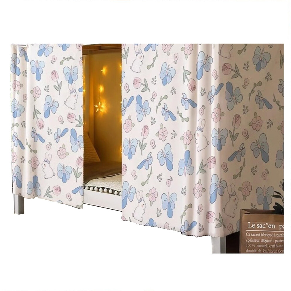 Bunk Bed Curtains Set for Bottom Privacy, Breathable Blackout Fabric, Easy Install, Rabbit Design