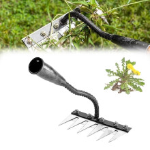 6Teeth Carbon Steel Garden Weeding Rake, Heavy Duty Tool for Soil Cultivation and Weed Removal