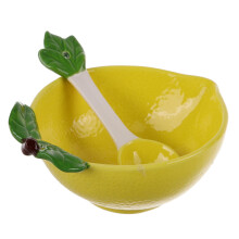 Ceramic Serving Bowl with Spoon, Cute Fruit Design, Reusable for Salad, Dessert and Soup
