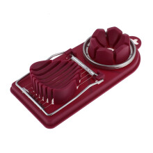 Egg Slicer for Hard Boiled Eggs with Dual Cutting Modes and Flower Edge Design Purple