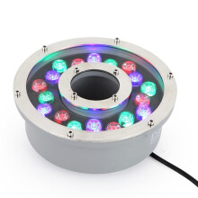 Underwater LED Pool Light RGB 24W 24V IP68 Waterproof Stainless Steel Ring for Fountain Pond
