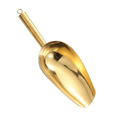 Stainless Steel Ice Scoop with Flat Base and Ergonomic Handle for Commercial Kitchen Use