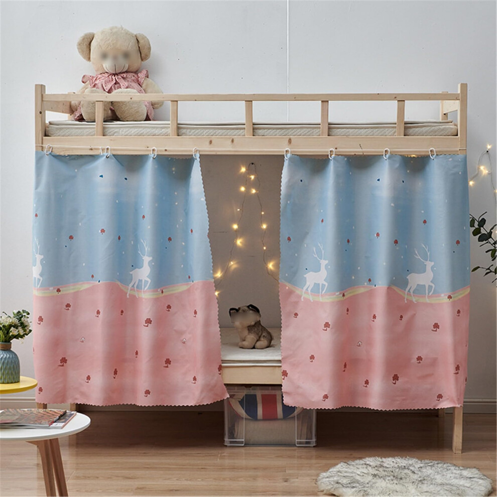Bunk Bed Blackout Privacy Curtains Set For Bottom Loft Bed, Blocking Breathable Fabric Deer Design Light