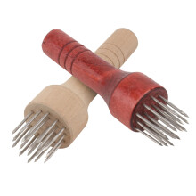 2pcs Stainless Steel Meat Tenderizer with Wooden Handle, Needle Tool for Beef Pork Chicken