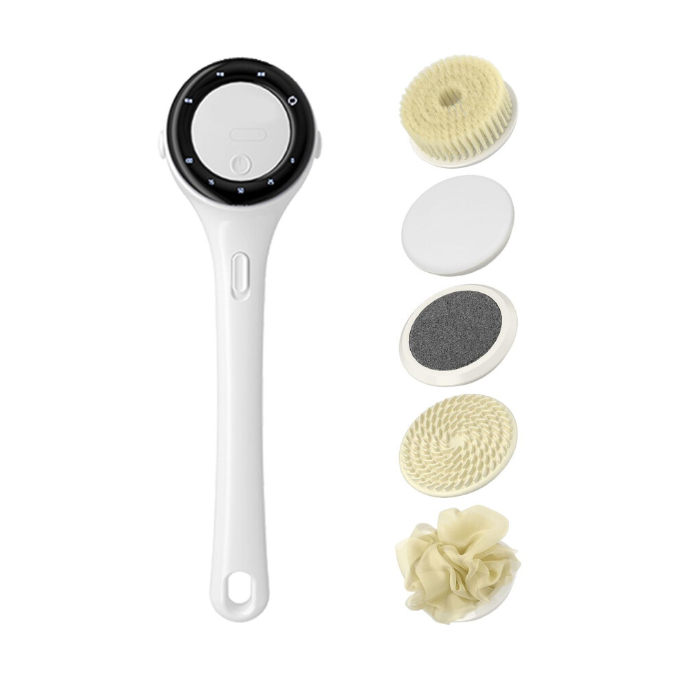 Electric Back Scrubber with Long Ergonomic Handle, Rechargeable Cordless Bath Brush for Shower