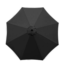 Patio Umbrella Replacement Canopy 3m 8 Rib Waterproof Outdoor Parasol Cover Black Sun Protection