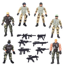 6PCs: Bewegliche Militärsoldaten-Polizeimodelle mit Gelenk- und Waffen für die Interaktion zwischen Eltern und Kind