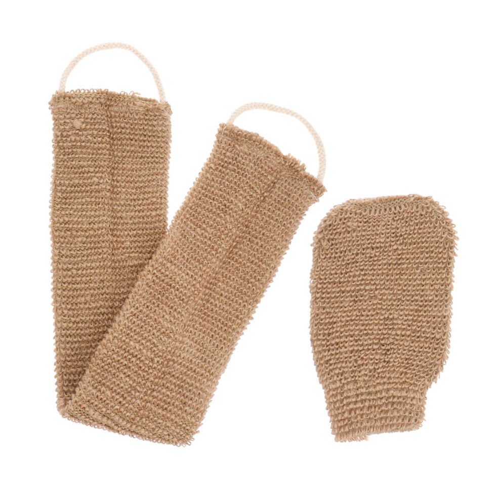 2Pcs Exfoliating Bath Gloves Ramie Jute Body Scrubber for Effective Dead Skin Removal Home and Travel