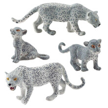 Figura de ação em miniatura de Animais Selvagens em miniatura de leopardos das neves em PVC em 4 peças para Clooection