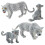 4 stykker Sneleopardfigur PVC Realistiske sneleoparder Miniature vilde dyr Model actionfigur til Clooection 5