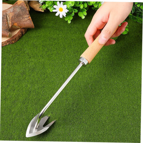 Ergonomic Hand Weeder with Beech Handle for Deep Root Removal and Garden Care 2