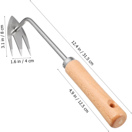 Ergonomic Hand Weeder with Beech Handle for Deep Root Removal and Garden Care 1