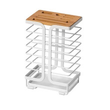 Knife Block with 8 Slots, Bamboo and Iron Knife Holder, Ventilated Hollow Design for Kitchen Counter