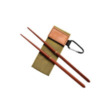 Collapsible Travel Chopsticks with Case, Reusable Wooden for Camping Hiking Outdoor Dining, Coffee Green